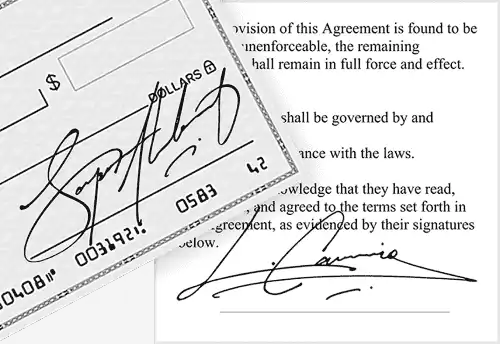 Signature on a cheque